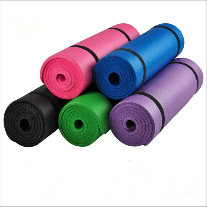 10mm Thick NBR Pure Color Anti-skid Yoga Mat 183x61x1cm Black ...